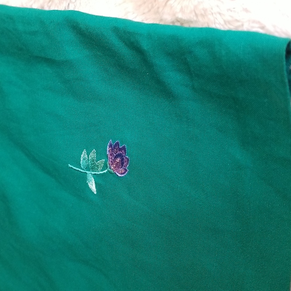 Vintage Jessica Howard Maxi Dress Size 10 Embroidered Green Linen - Picture 8 of 8
